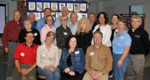 Jefferson City-all clubs: (front row) James Klahr, Jefferson City; Joan Kramer, Jefferson City Evening; Sally Graham, Jefferson City West; and Matt Tolksdorf, Jefferson City Breakfast, all presidents-elect; (middle row) Carol Robertson, Cathy Libey, Angie Kinworthy, Rita Esterly, Nicole Slusser, Julia Prullage and Don Alberti; (back row) Pat Hiatte, Jim Libey, Nick Rackers, Steve Crowell, Don Neumann, Gregg Bexten and Bethany Green.