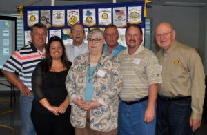 Lake Ozark and Laurie-Sunrise Beach: Clint Ladouceur, assistant governor; Celeste Barela, president-elect; Tom Walker, president; Ivan Turner, vice president, all from Lake Ozark; Linda Lagergren, community service chair; Michael Wagner, president-elect; Charles Niemann, international service chair, all from Laurie-Sunrise Beach