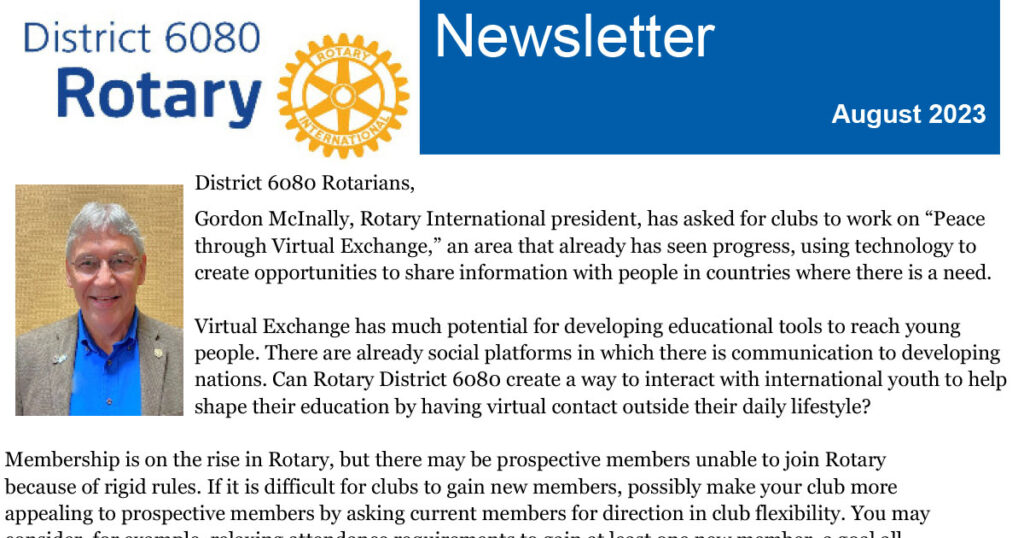 August 2023 District 6080 Newsletter