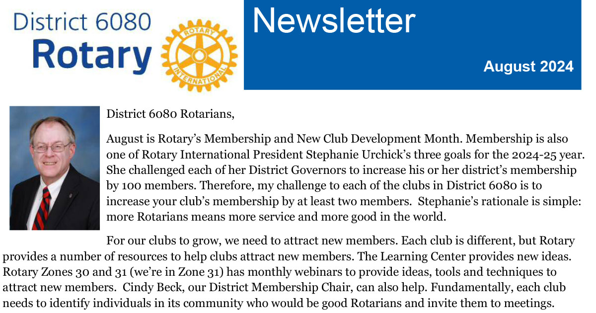 August 2024 District 6080 Newsletter