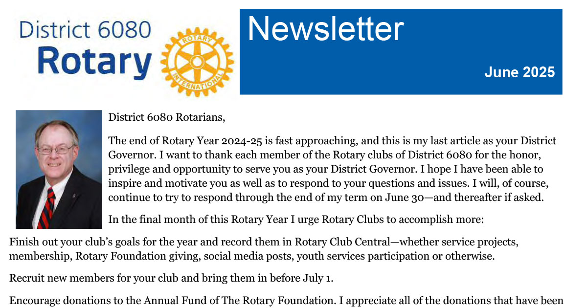 June 2025 District 6080 Newsletter