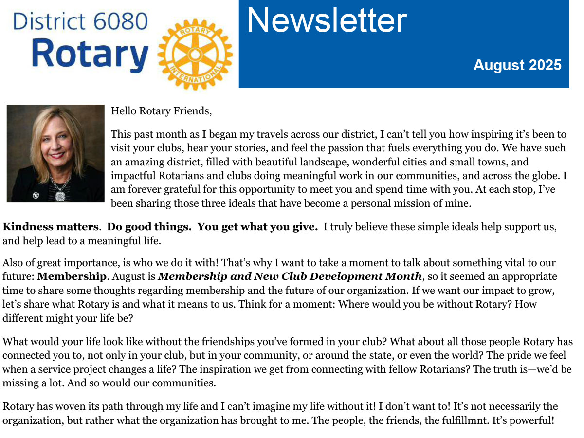 August 2025 District 6080 Newsletter