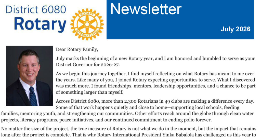July 2026 District 6080 Newsletter