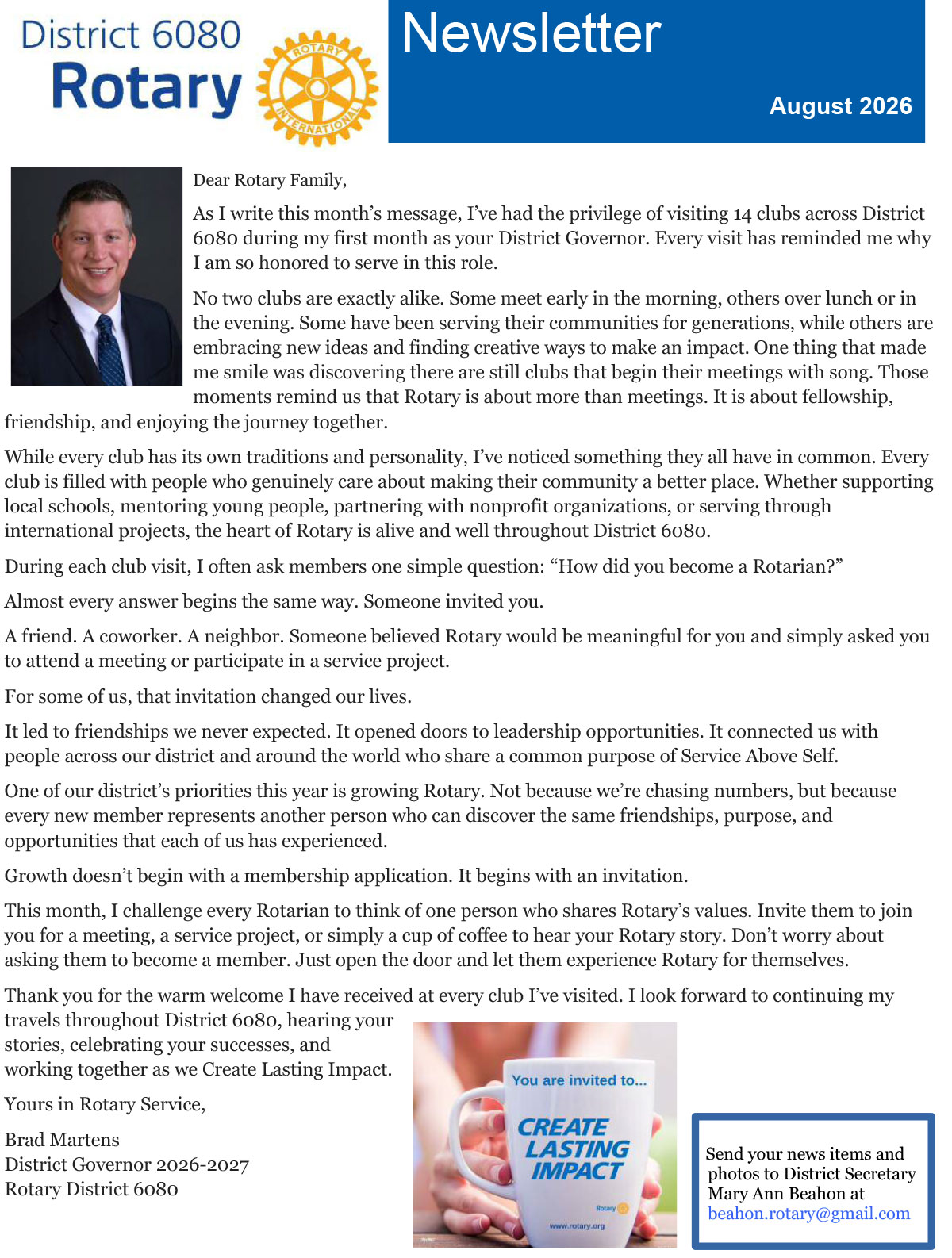 August 2026 District 6080 Newsletter