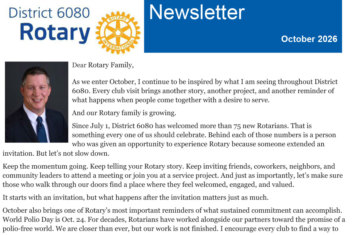 October 2026 District 6080 Newsletter